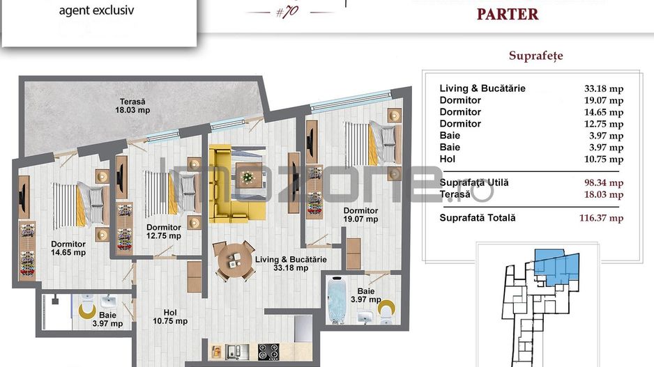 SPATIU COMERCIAL 100MP + 17 TERASA - 2 LOCURI DE PARCARE, BOXA INCLUSA 9MP - Poză 11