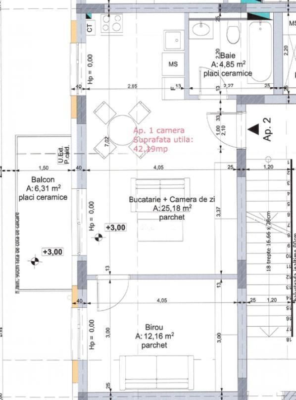 Apartament 2 camere, semifinisat, zona Cetatii - Schiță 11