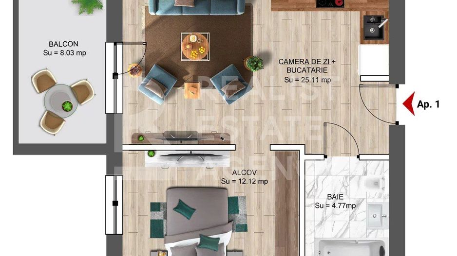 Vânzare, studio dublu, parcare înclusă în preț, Constanța - Schiță 9