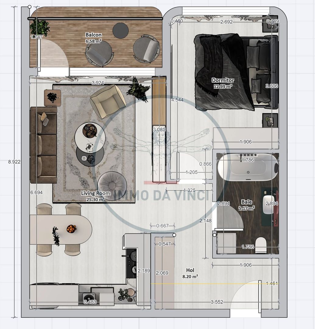 Apartament de vanzare 2 camere 57mp 2550 EUR-MP - Schiță 12