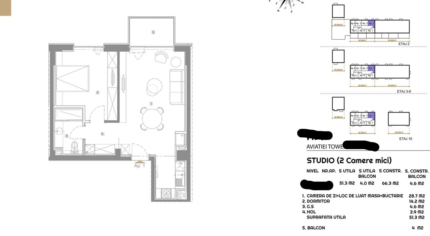 2 CAMERE || AVIATIEI TOWER|| - Schiță 22