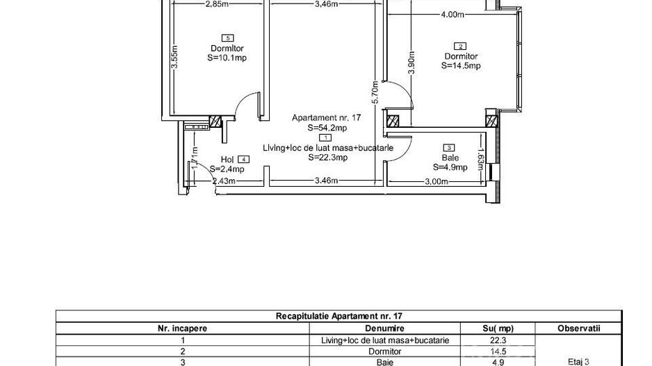 Apartament 3 camere | Terasa | Priveliste | Terra, Floresti - Schiță 4