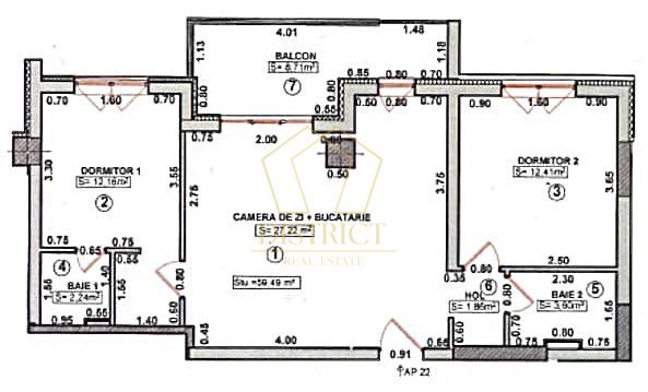 OCAZIE! Apartament cu 3 camere, 2 bai si dressing la intrare in Giroc langa ESO. - Schiță 12