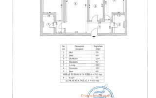 Apartament 3 camere spațios | 81,8 mp | 2 băi | Etaj 6 | Poștalionului - Schiță 6