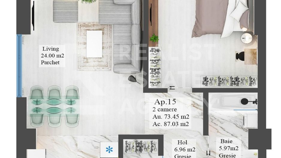 Apartament cu 2 camere de vânzare, Carpathia - Schiță 10