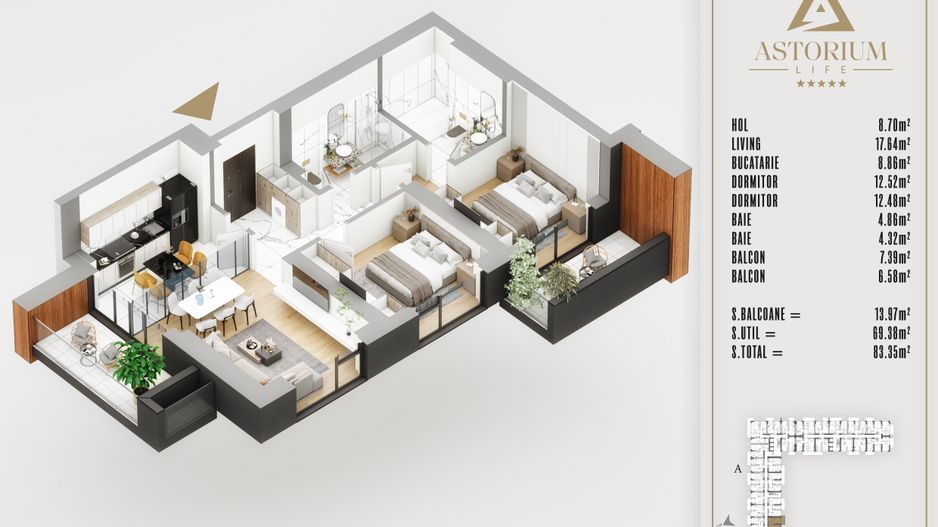 Titan Pallady Ap. 3 Camere Astorium exclusiv în blocul A, predare 2025 - Poză 3