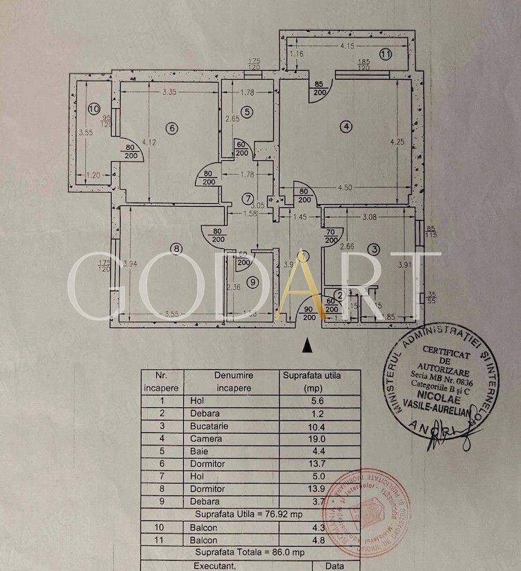 Apartament cu 3 camere | Două balcoane | Renovat - Schiță 16