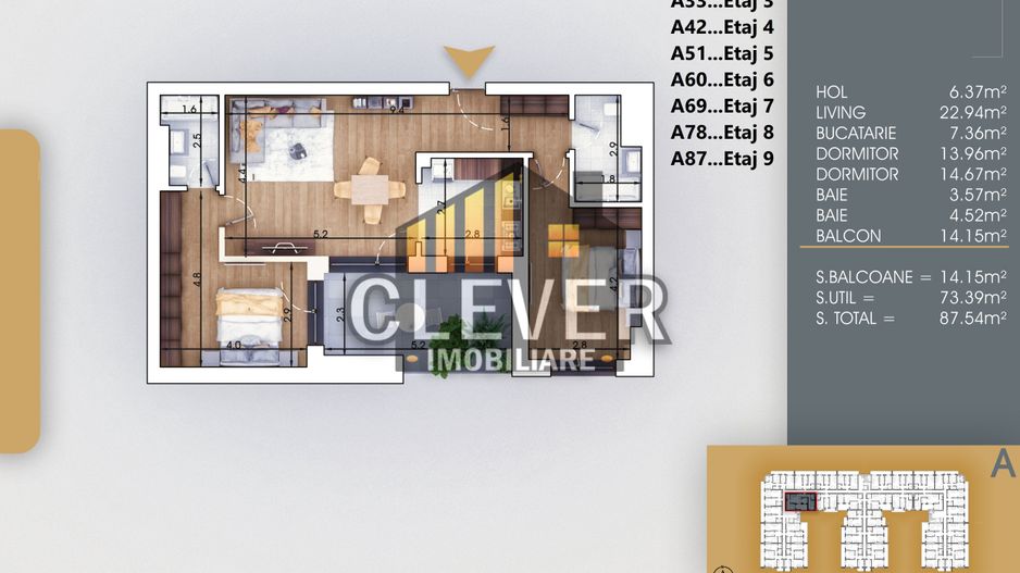 Titan Sector 3 Apartament 3 camere Incalzire prin Pardoseala - Poză 2