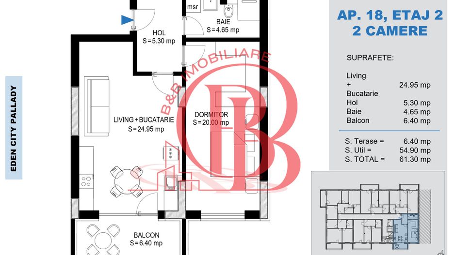 Apartament 2 camere Theodor Pallady Metrou Nicolae Teclu - Schiță 2