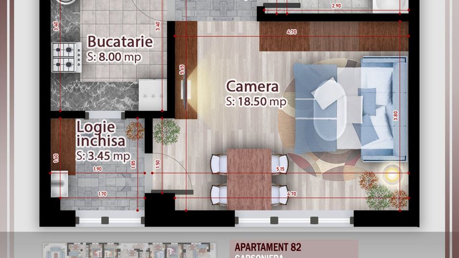 Garsoniera ideala pt  investitie Titan Pallady Metrou Nicolae Teclu - Schiță 1