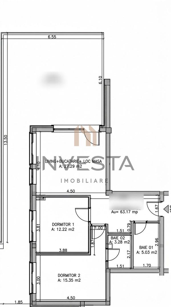 Apartament 3 camere si terasa de 58 mp cu vedere spre padure, Floresti - Schiță 11