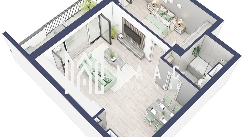 Apartament 2 camere | Etaj 3 | Balcon 10.7 mp | Turnisor - Poză 4