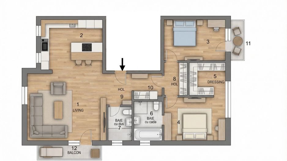 Apartament 3 camere, 102 mp, 2 parcări, Greenfield Băneasa - Poză 19