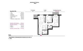 Vanzare - 3 camere - apartament NOU - 2026 - Pergola Nord-Pipera - Schiță 2