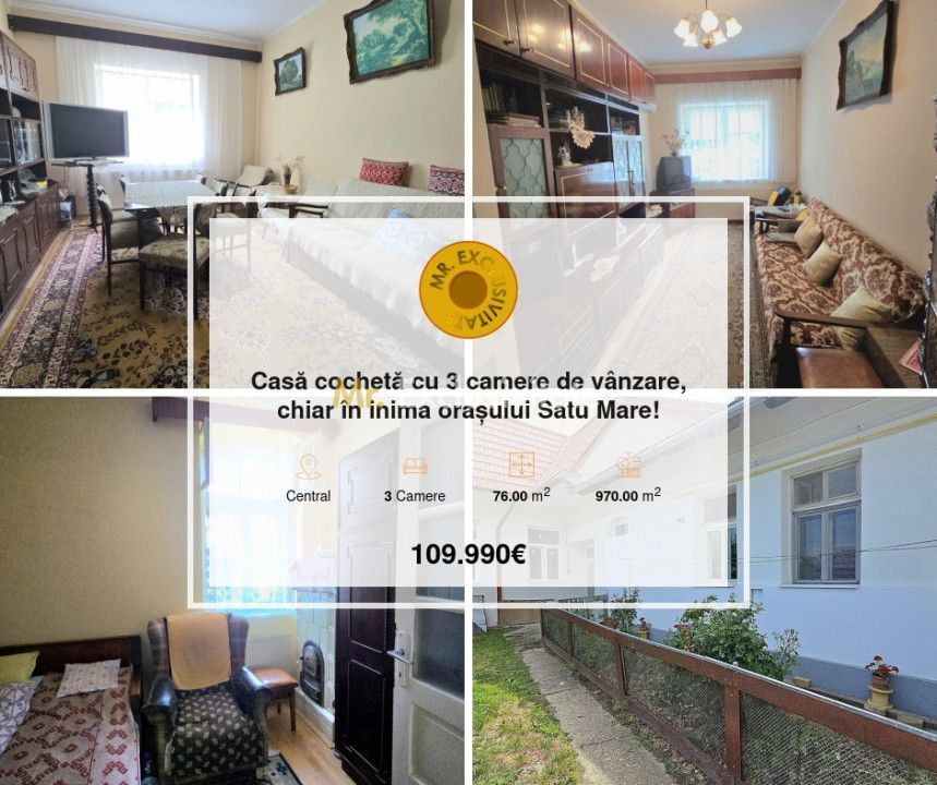 Casă cochetă cu 3 camere de vânzare, chiar în inima orașului Satu Mare! - Poză 1