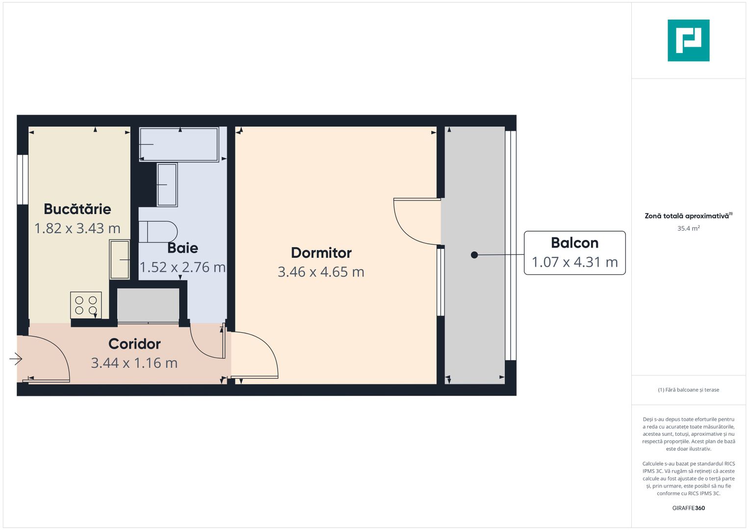 Apartament cu 1 cameră | 35 mp | Simion Bărnuțiu - Poză 8