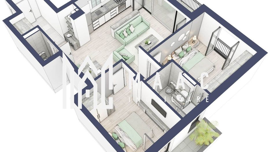 Apartament 3 camere | Balcoane 15.1 mp | Etaj II | Turnisor - Poză 3