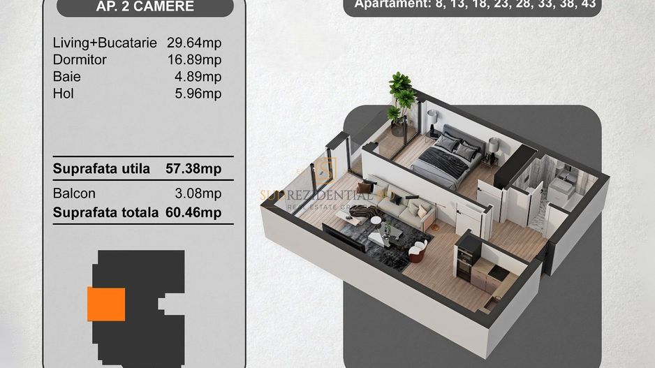 Aparatament 2 camere + parcare inclusa - Zona Marriott, Panduri - Schiță 4