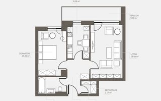 Apartament Premium | 2 camere | Bartolomeu | 54 MP - Poză 2