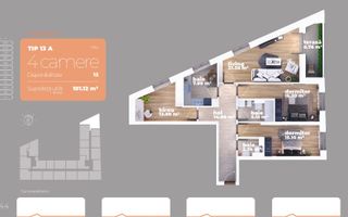 Apartament 4 camere Liviu Rebreanu Titan Auchan - Schiță 12