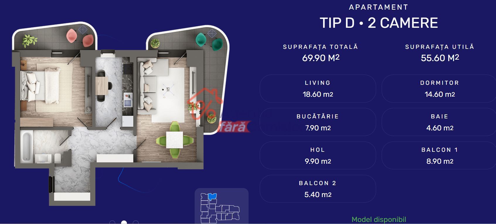 Apartament 2CD, 63.34mp - Poză 3