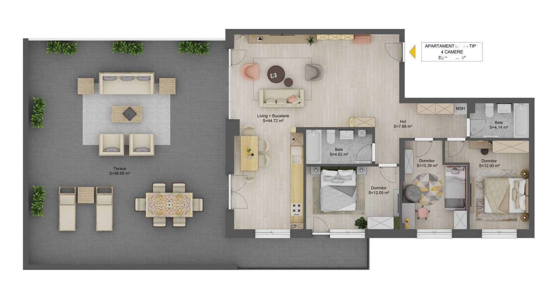 Penthouse deosebit finisat La Cheie, zona Shopping City Sibiu - Schiță 19