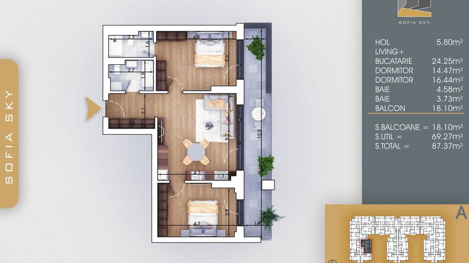 3 camere finalizare rapida 700 metri M Nicolae Teclu Titan Pallady - Schiță 5