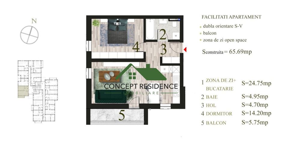 Apartament 2 camere tip open space, etaj 2/3, str. Anton Pann - Poză 7