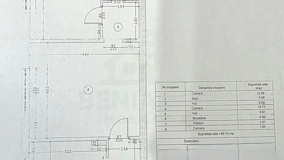2Camere-Parter-Renovat- 50mp -Centrala Termica-Mobilat-Utilat-Brazda - Schiță 9