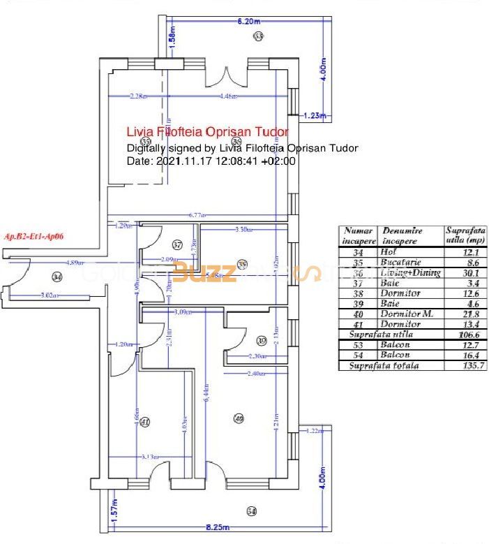 Apartament premium 4 camere | Finisaje lux – 135.7 | Spa & Piscina - Schiță 19