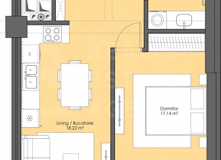 Vânzare, apartament, 2 camere, bd. Renaşterii Naţionale, Râșcani - Schiță 2