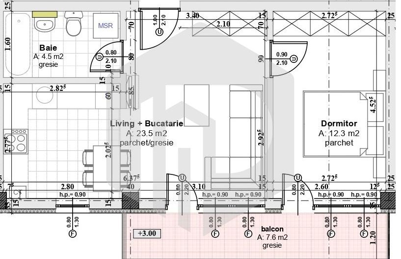 Apartament 2 camere - 41 mpu - Etaj 2 - Mandra/Calea cisnadiei - Poză 1