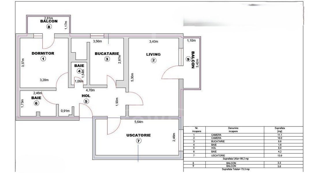 Apartament 3 Camere Decomandat – 66 mp – Turnișor, Aleea Iasomiei - Poză 8