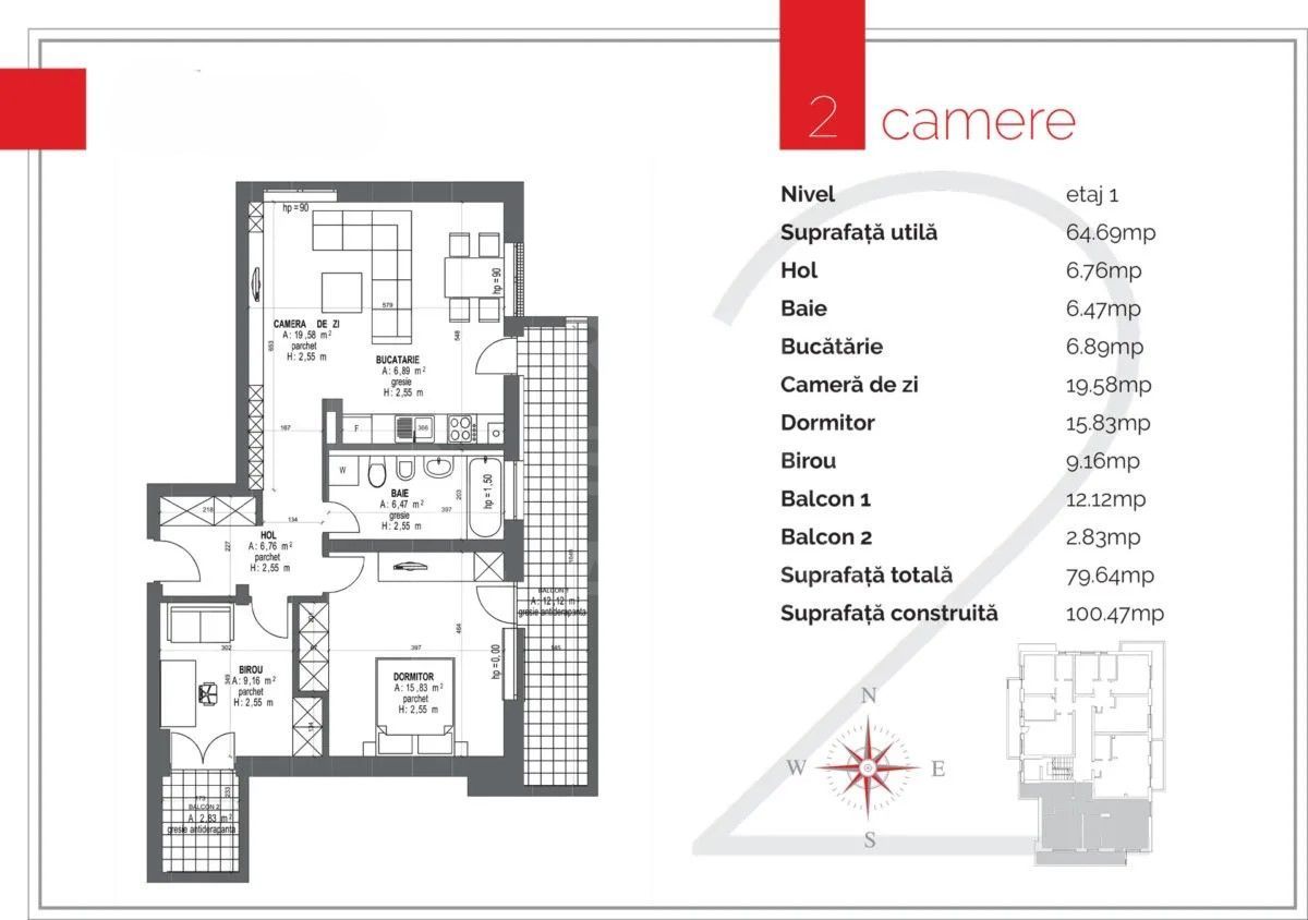 Apartament cu 3 camere, vedere spre munți, Coder Residence, Brașov - Poză 13