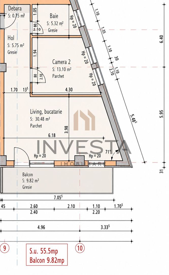 Apartament cu 3 camere, parcare subterana, bloc nou, zona Traian Vuia! - Schiță 9