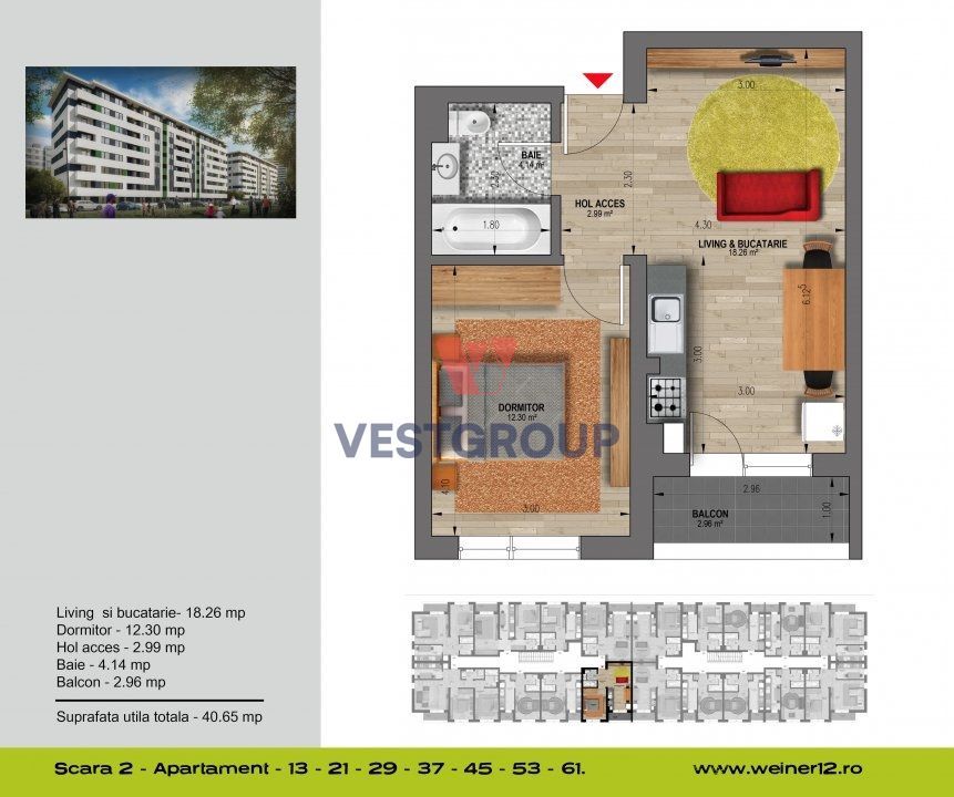 Studio- 40 mp utili- predare la cheie- Weiner 12 Residence Direct Dezvoltator - Poză 14