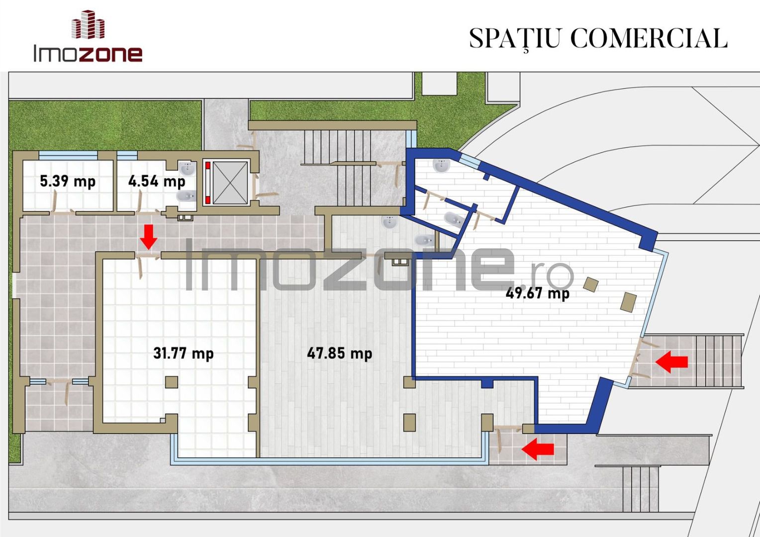 UVERTURII 147 SPATIU COMERCIAL STRADAL 50mp la parterul unui bloc nou - Poză 1
