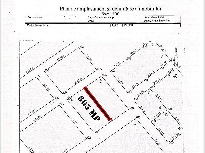 Teren intravilan de vanzare cu o suprafata de 865 mp in Paleu,Bihor - Poză 2