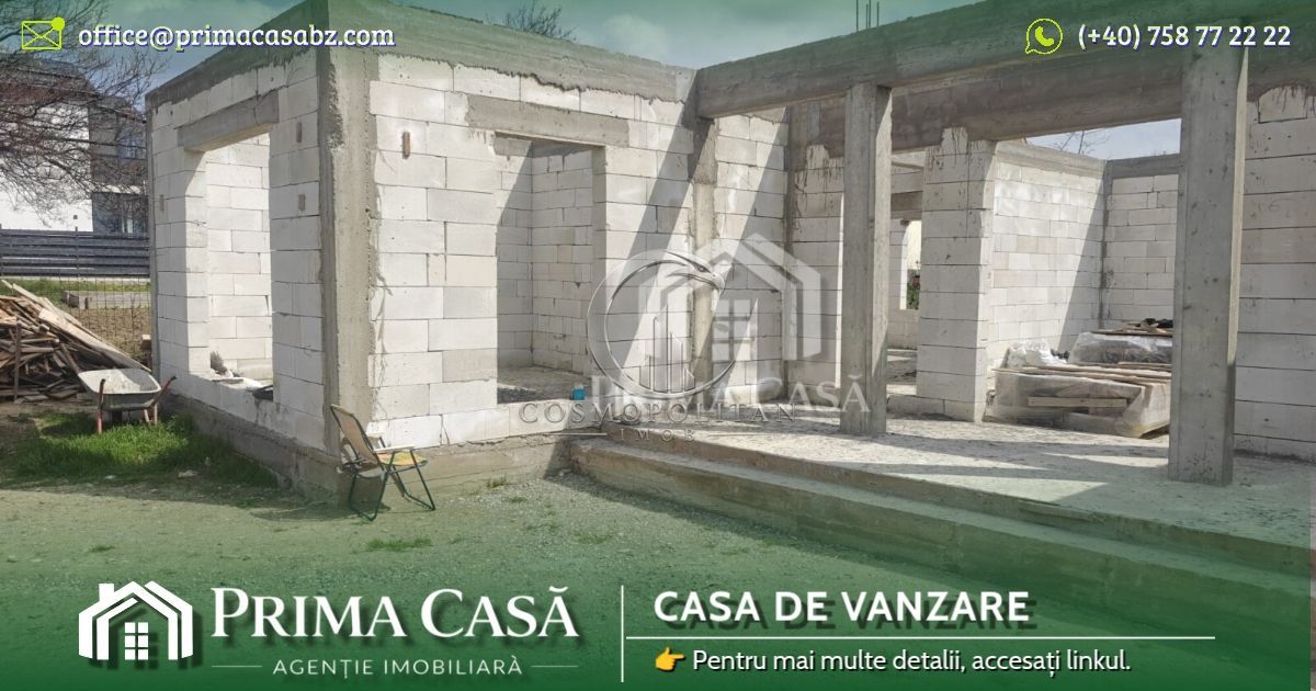 Casa in constructie si teren in Vernesti BZ SC=150mp teren=509mp d=20m - Poză 3