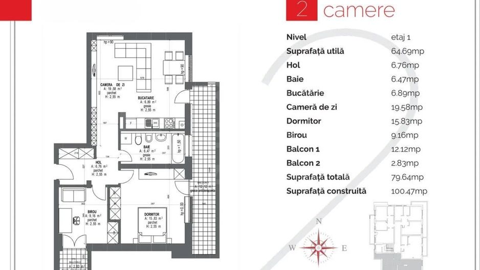 Apartament cu 3 camere, vedere spre munți, Coder Residence, Brașov - Poză 13