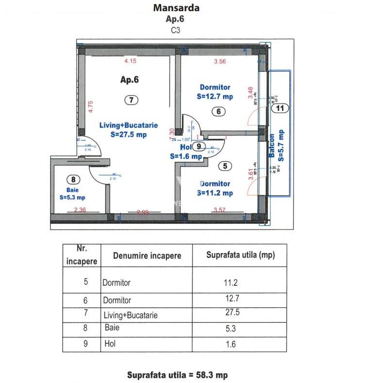 Supper apartament 3 la Villa.  LA CHEIE  Sibiu - Schiță 14