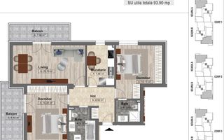 Apartament 3 camere Dobroesti / SU 93,90 mp / bloc nou / comision 0 - Poză 19