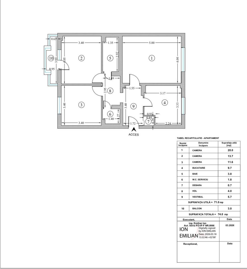 3 CAMERE ‖ DECOMANDAT ‖ BLOC REABILITAT ‖ ZONA NERVA TRAIAN ‖ 10 MIN METROU - Schiță 13