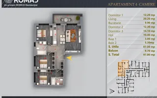 Apartament 4 camere Proiect Premium Independent Energetic - Schiță 11