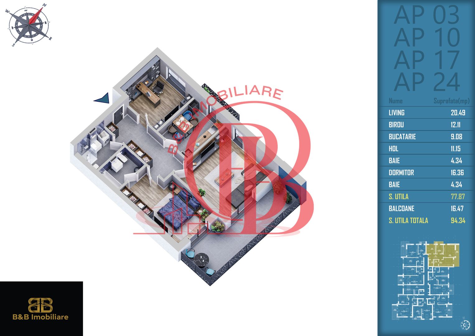 3 camere incalzire prin pardoseala Titan Pallady 5 min statia STB - Schiță 11