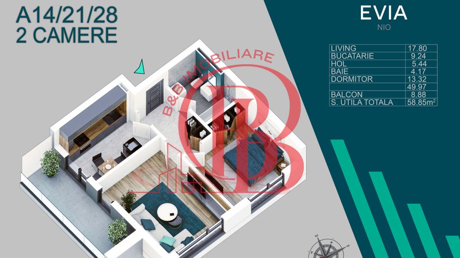 Apartament 2 camere Mutare Rapida Metrou Nicolae Teclu - Schiță 2