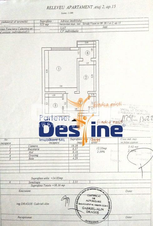 Apartament 1 cameră 38 mp etaj 2, mobilat și utilat - Schiță 14