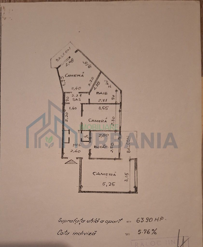 Apartament 3 camere, Dancu, 63.90 mp, 2 locuri parcare - Poză 6