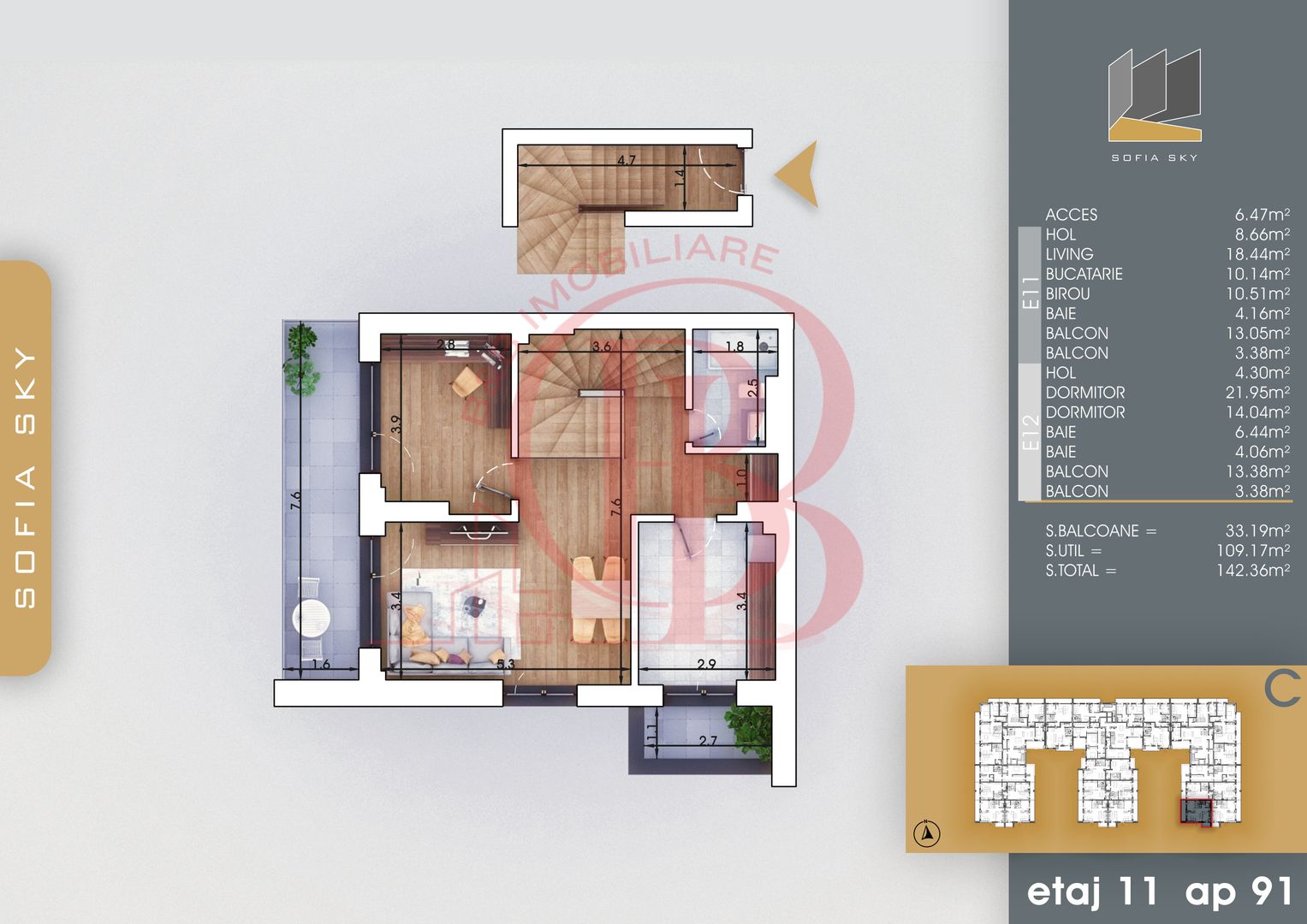 Duplex 3 camere cu 3 bai | Bloc Finalizat Parcare Bonus - Schiță 3