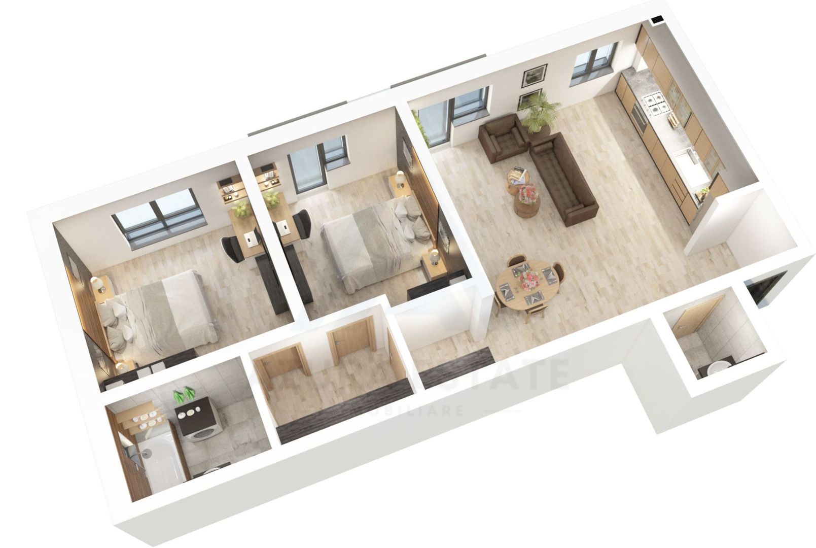 Apartament 73.5 mp utili 3 camere 2 bai si parcare in zona Dna Stanca - Poză 13
